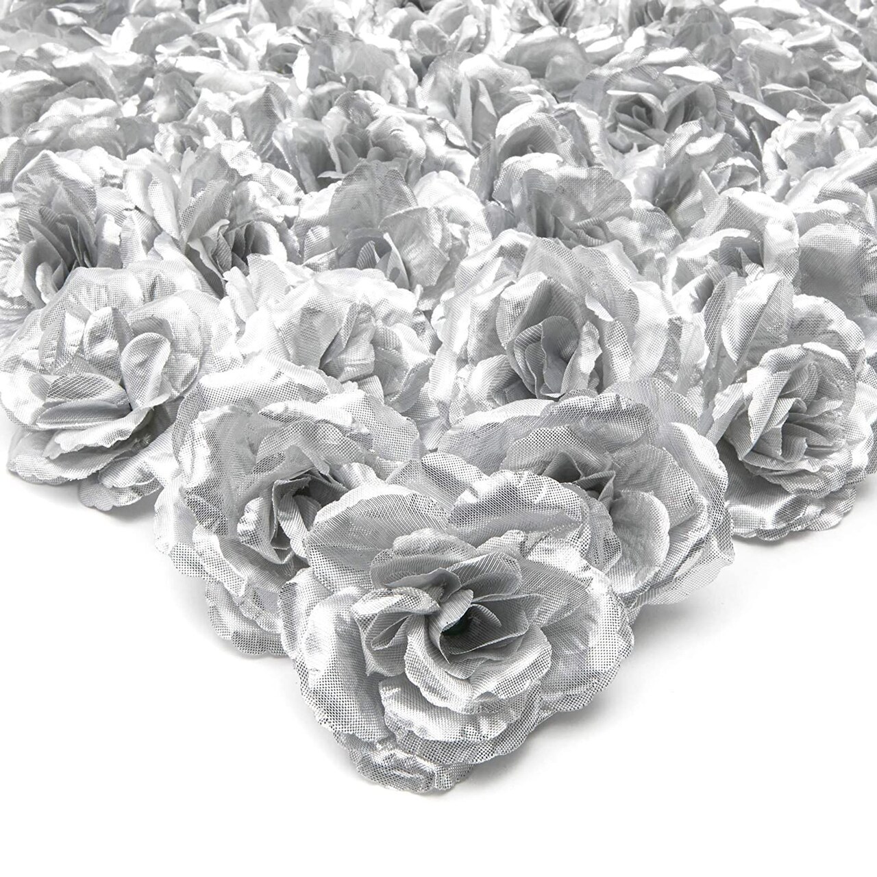 100 Pack Silver Rose Flower Heads for DIY Crafts, Artificial Stemless Roses for Wedding Decorations (3 Inches)